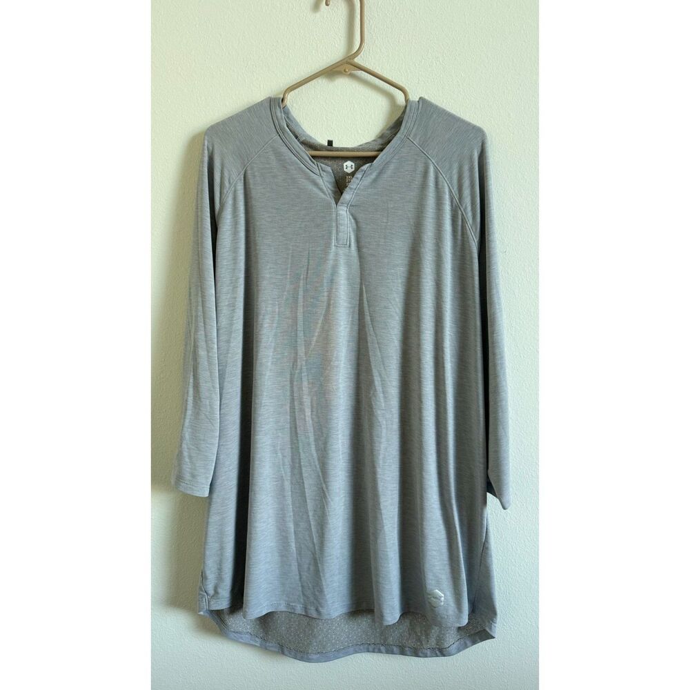 Under Armour Celliant Women 2XL Gray 3/4 Sleeve Tunic Performance Shirt Athletic